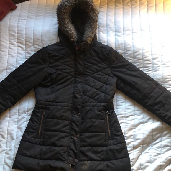 Black quilted puffer winter coat - Picture 2 of 7